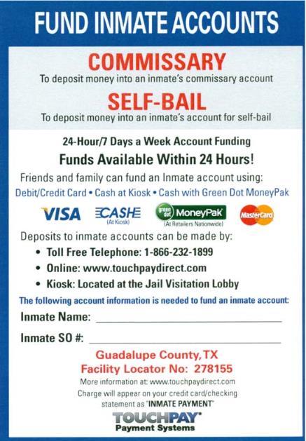 Fund Inmate Accounts information